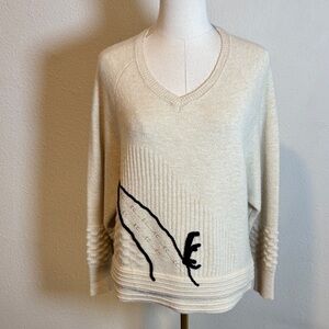 Elisa Cavaletti Italian Luxury Sweater with Black Embellished Design L/XL